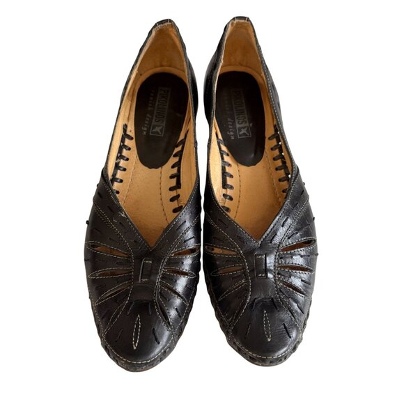 Pikolinos Leather San Remo Slingbacks Kitten Heel Pump Women's Size 40 Black - Picture 1 of 10
